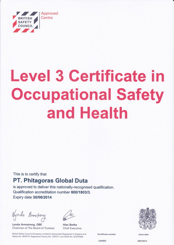 British Safety Council Level 3 Certificate in Occupational Safety and