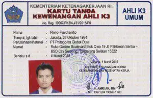 Kartu Kewenangan Ahli K3 atau Ak3