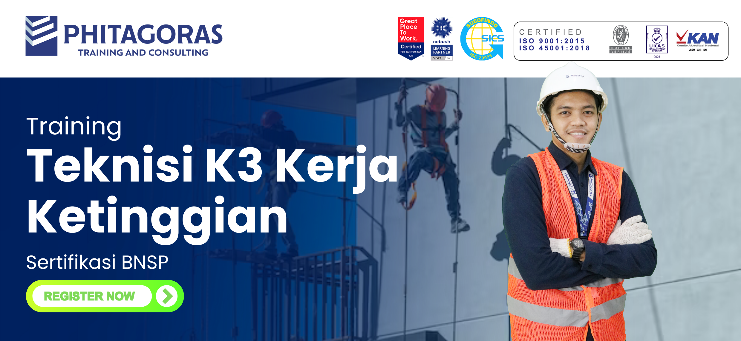 Training Teknisi K3 Kerja Ketinggian Sertifikasi BNSP