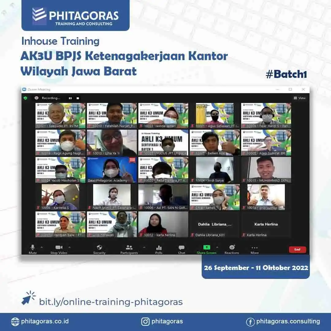 Inhouse AK3U BPJS Ketenagakerjaan Kantor Wilayah Jawa Barat Batch 1 