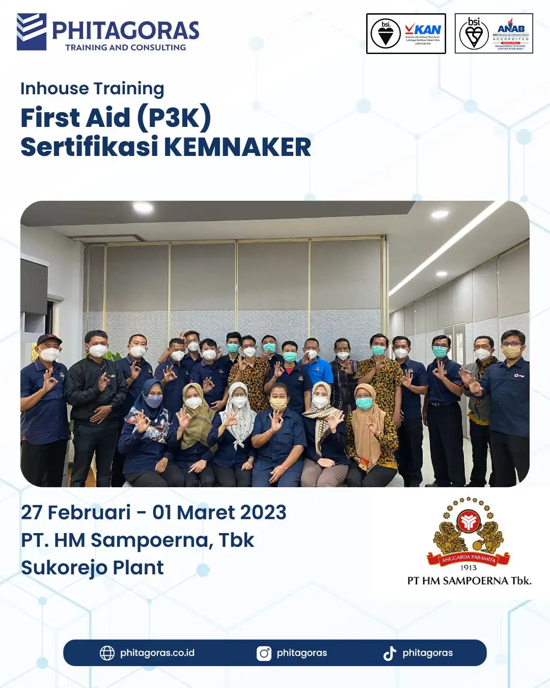 Inhouse Training First Aid Sertifikasi KEMNAKER - PT. HM Sampoerna, Tbk