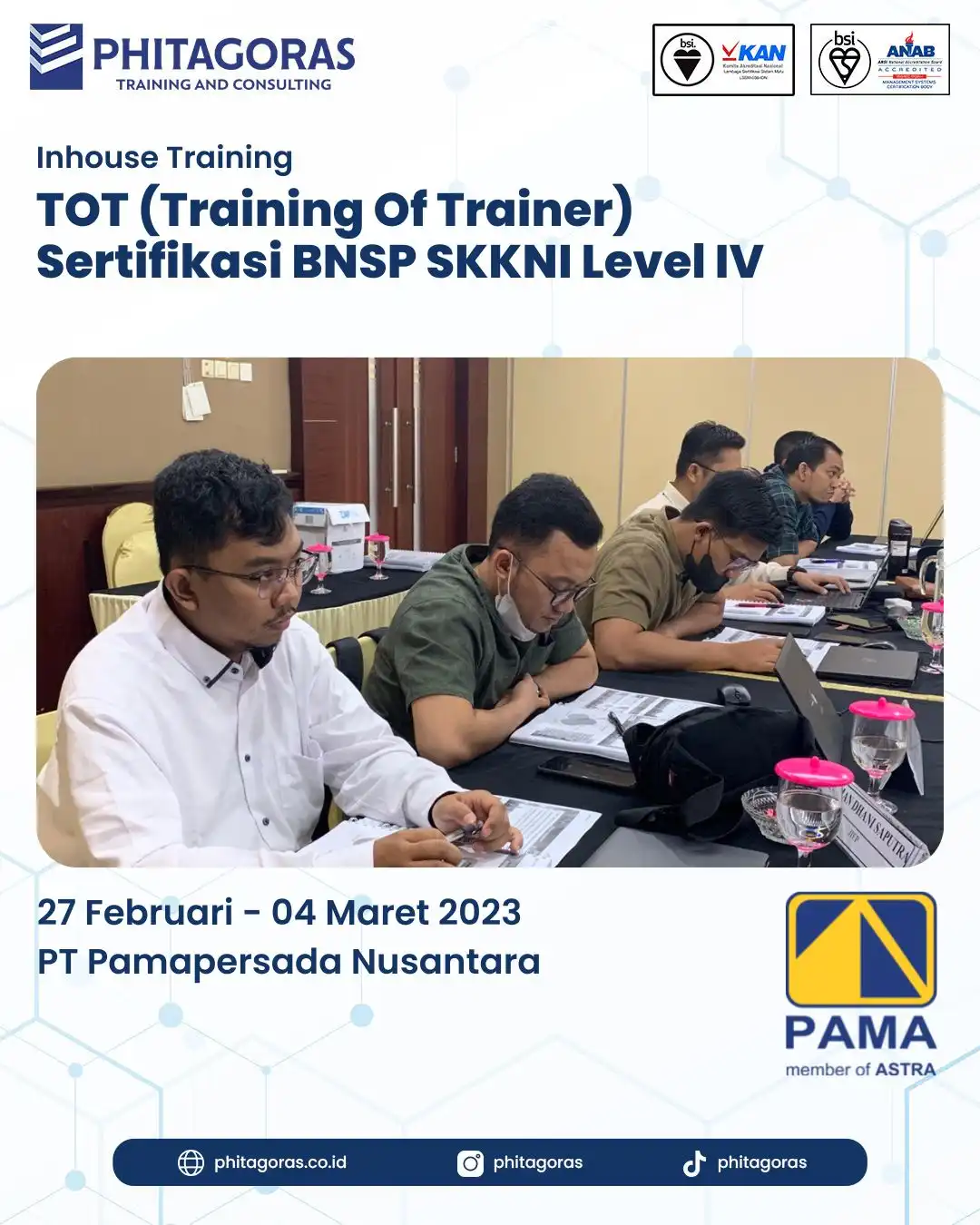 Inhouse Training TOT Sertifikasi BNSP SKKNI Level IV - PT Pamapersada Nusantara