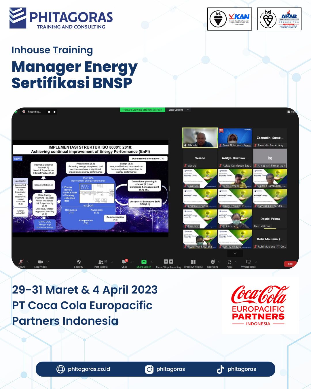 Training Manager Energy Sertifikasi BNSP - PT Coca Cola Europacific Partners Indonesia