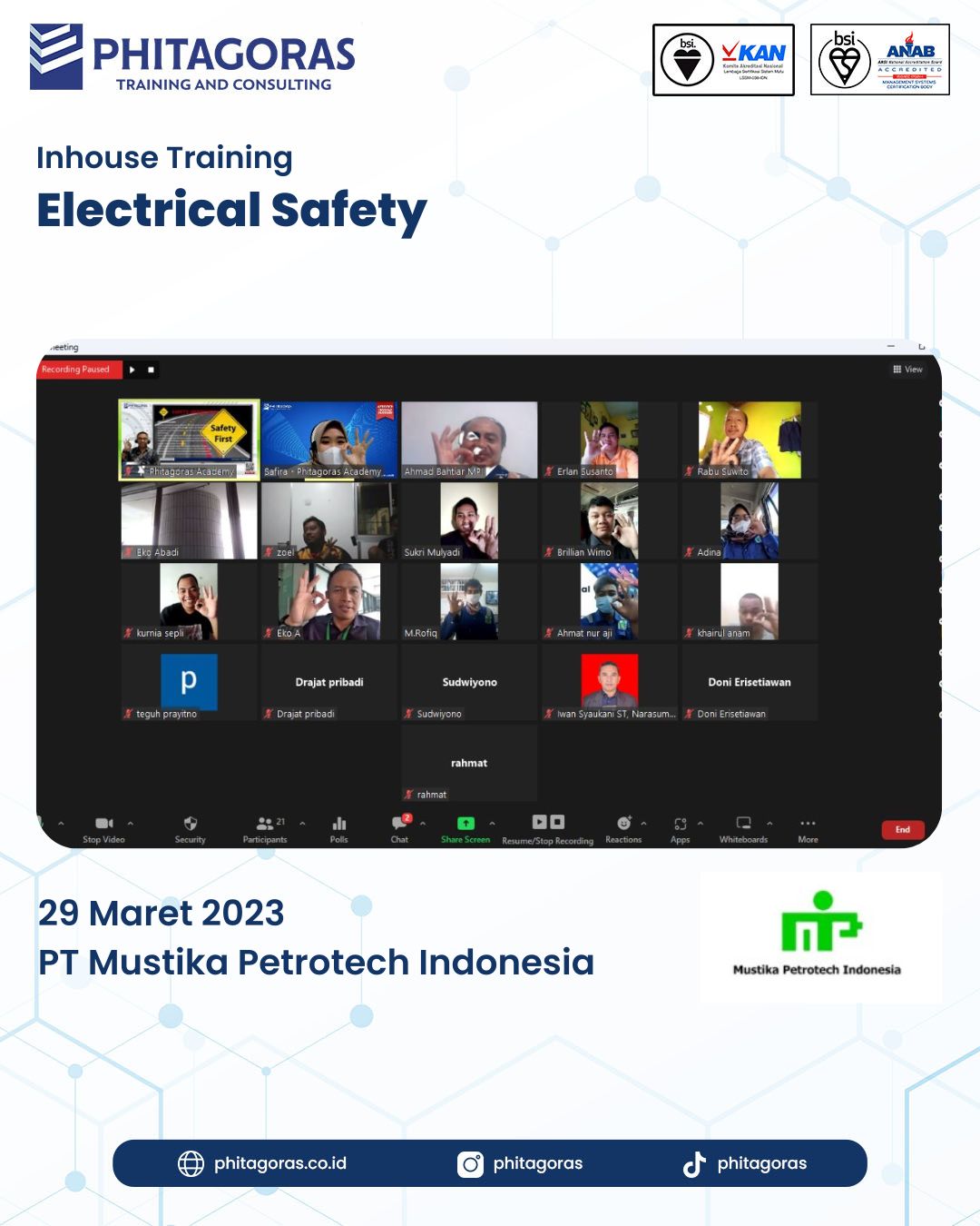 Inhouse Training Electrical Safety - PT Mustika Petrotech Indonesia