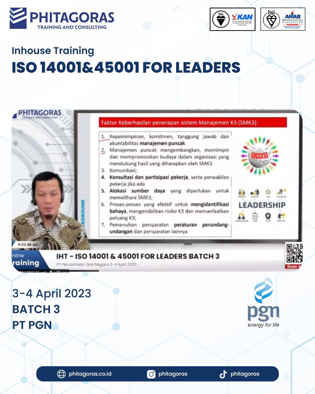 Inhouse Training ISO 14001&45001 FOR LEADERS - PT PGN BATCH 3
