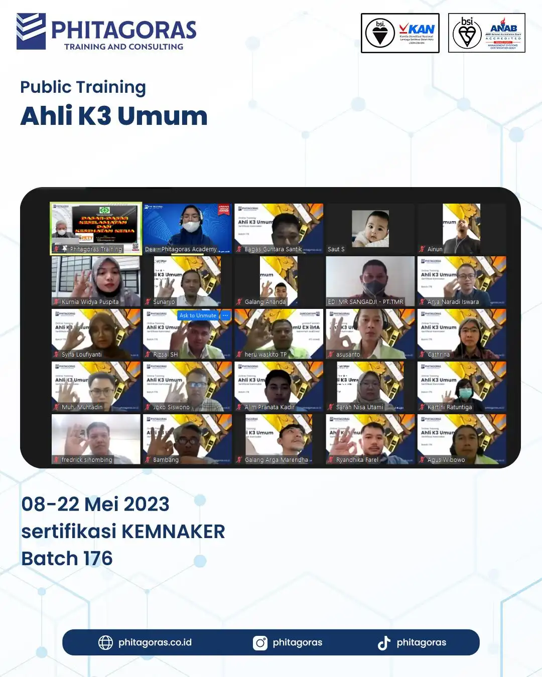 Ahli K3 Umum sertifikasi KEMNAKER Batch 176