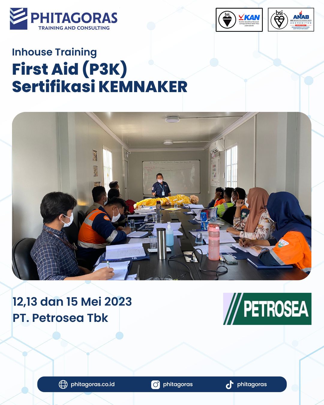 Inhouse Training First Aid (P3K) Sertifikasi KEMNAKER - PT. Petrosea, Tbk