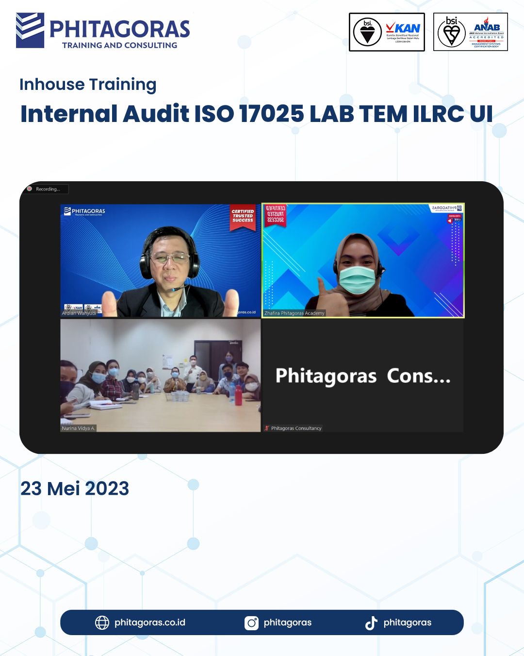 Inhouse Training Internal Audit ISO 17025 LAB TEM ILRC UI