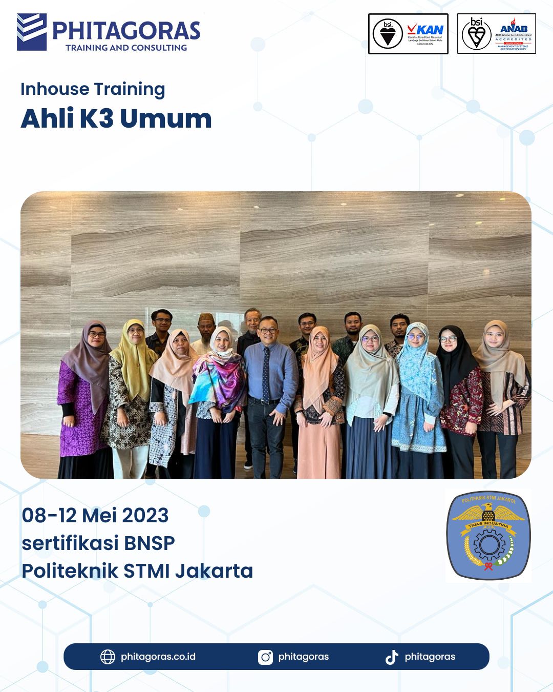 Inhouse Training Ahli K3 Umum sertifikasi BNSP - Politeknik STMI Jakarta