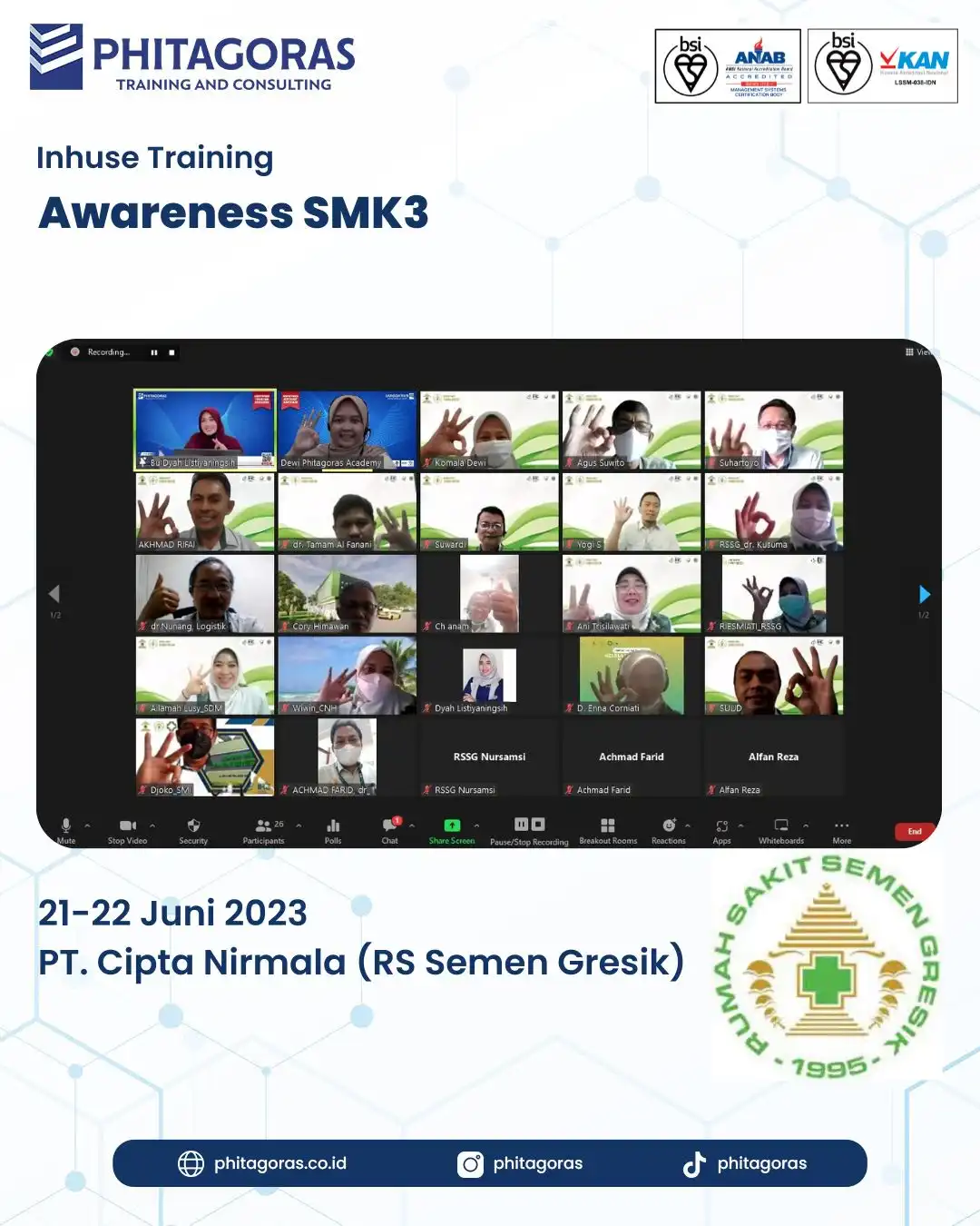 Inhouse Training Awareness SMK3 - PT. Cipta Nirmala (RS Semen Gresik)