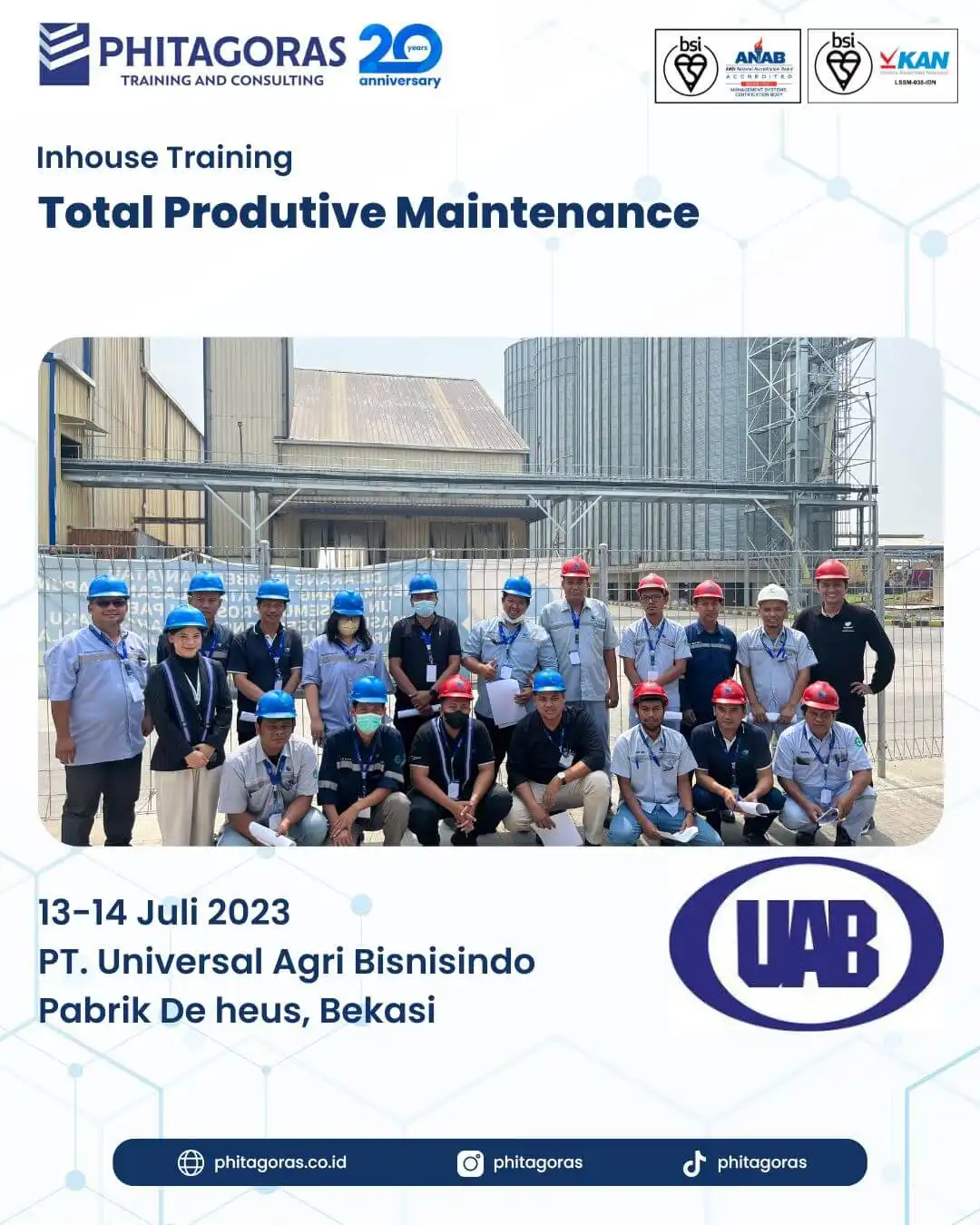 Inhouse Training Total Produtive Maintenance - PT. Universal Agri Bisnisindo Pabrik De heus, Bekasi
