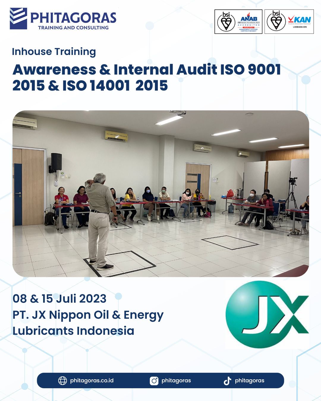 Inhouse Training Awareness & Internal Audit ISO 9001 2015 & ISO 14001 2015 - PT. JX Nippon Oil & Energy Lubricants Indonesia