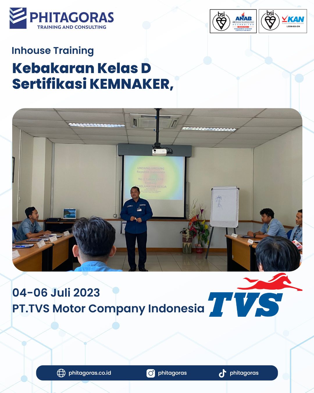 Inhouse Training Kebakaran Kelas D Sertifikasi KEMNAKER, - PT.TVS Motor Company Indonesia
