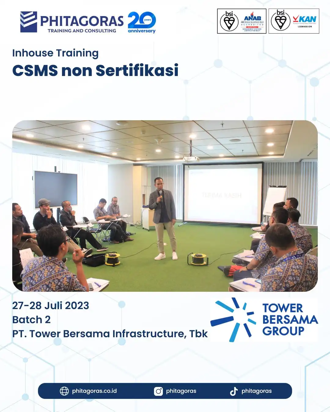 Inhouse Training CSMS non Sertifikasi - PT. Tower Bersama Infrastructure, Tbk Batch 2
