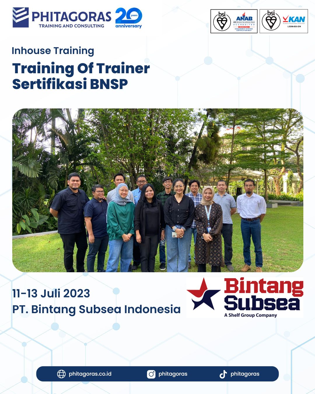 Inhouse Training Training Of Trainer Sertifikasi BNSP - PT. Bintang Subsea Indonesia