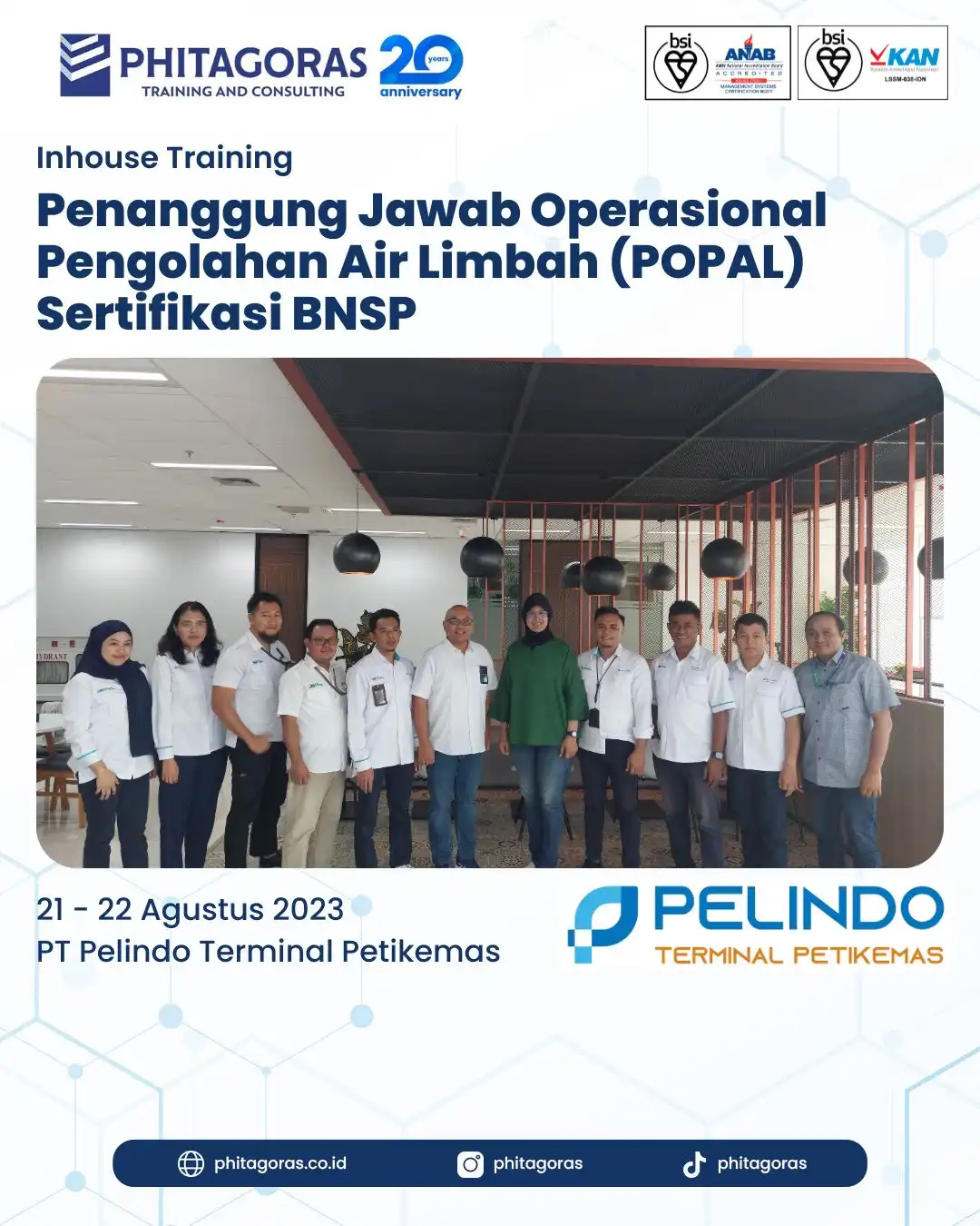 Inhouse Training Penanggung Jawab Operasional Pengolahan Air Limbah (POPAL) Sertifikasi BNSP - PT Pelindo Terminal Petikemas
