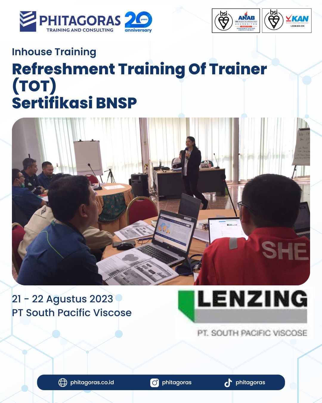 Inhouse Training Refreshment Training Of Trainer (TOT) Sertifikasi BNSP - PT South Pacific Viscose