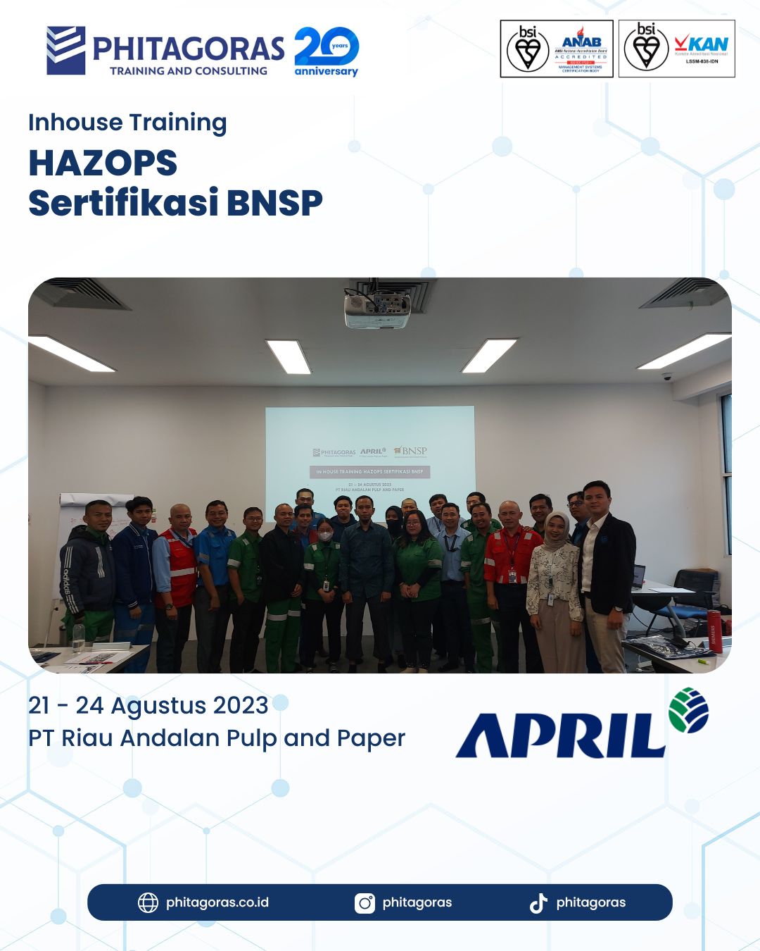Inhouse Training HAZOPS Sertifikasi BNSP - PT Riau Andalan Pulp and Paper