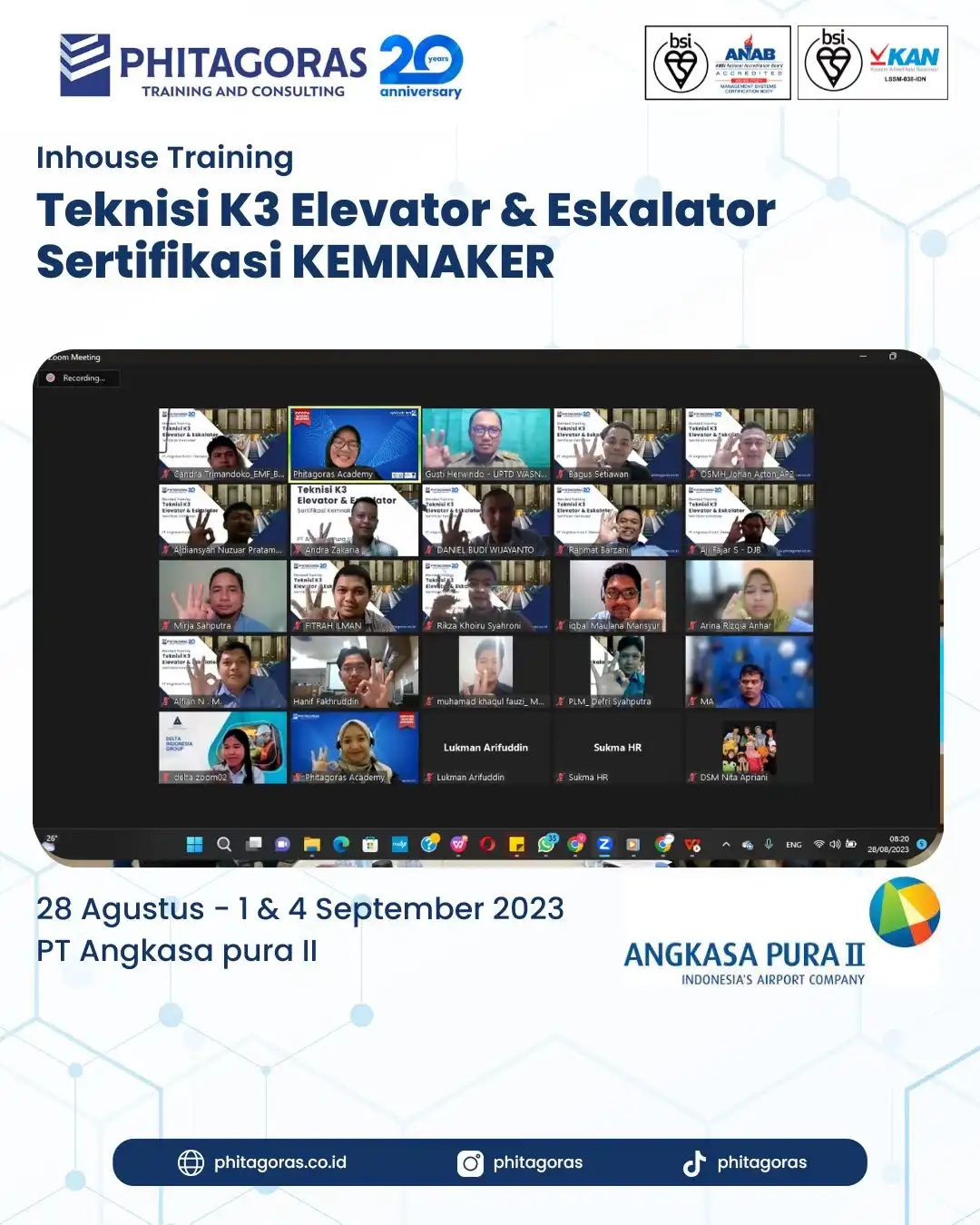 Inhouse Training Teknisi K3 Elevator & Eskalator Sertifikasi KEMNAKER - PT Angkasa Pura II
