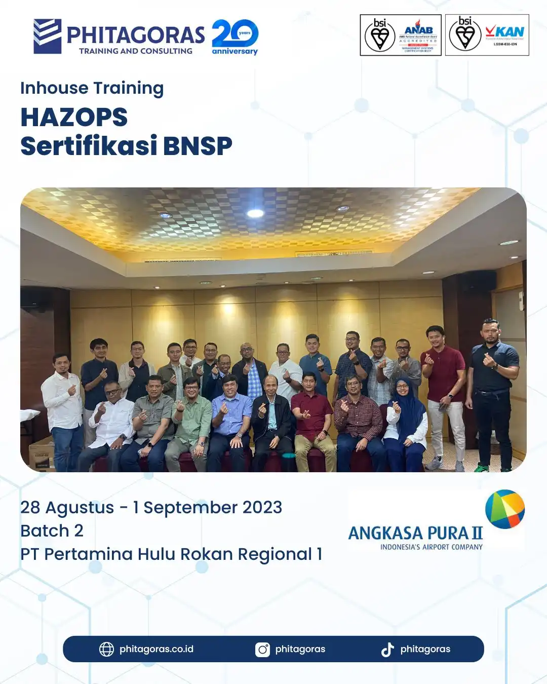 Inhouse Training HAZOPS Sertifikasi BNSP - PT Pertamina Hulu Rokan Regional 1 Batch 2