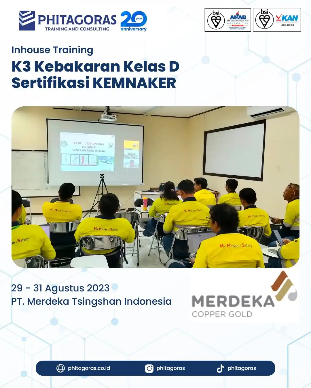 Inhouse Training K3 Kebakaran Kelas D Sertifikasi KEMNAKER - PT. Merdeka Tsingshan Indonesia