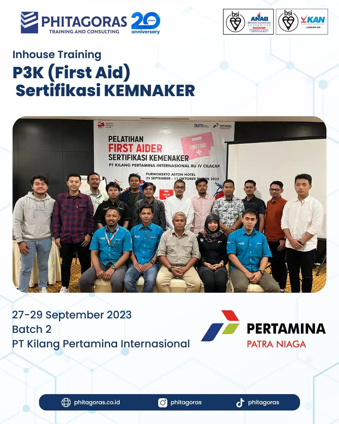 Inhouse Training P3K (First Aid) Sertifikasi KEMNAKER - PT Kilang Pertamina Internasional Batch 2