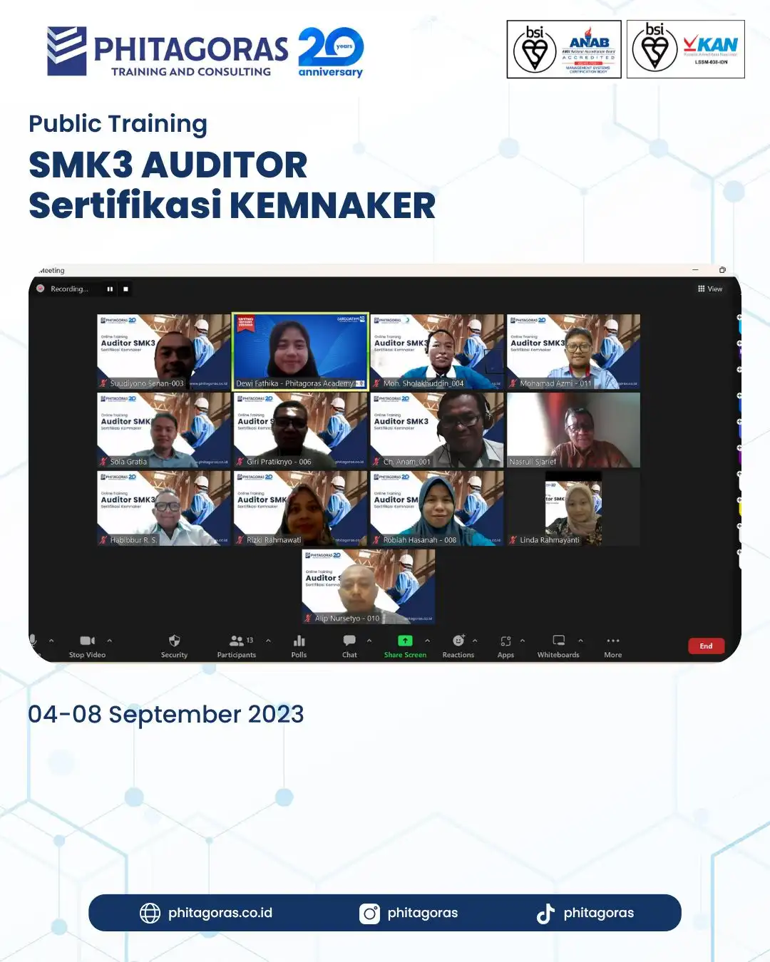 Public Training SMK3 AUDITOR Sertifikasi KEMNAKER