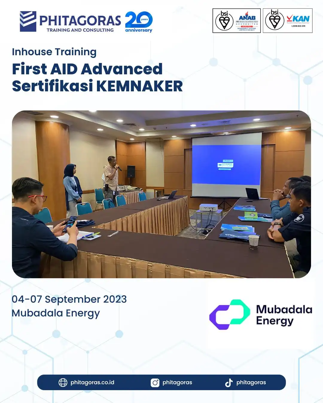 Inhouse Training First Aid Advanced Sertifikasi KEMNAKER - Mubadala Energy