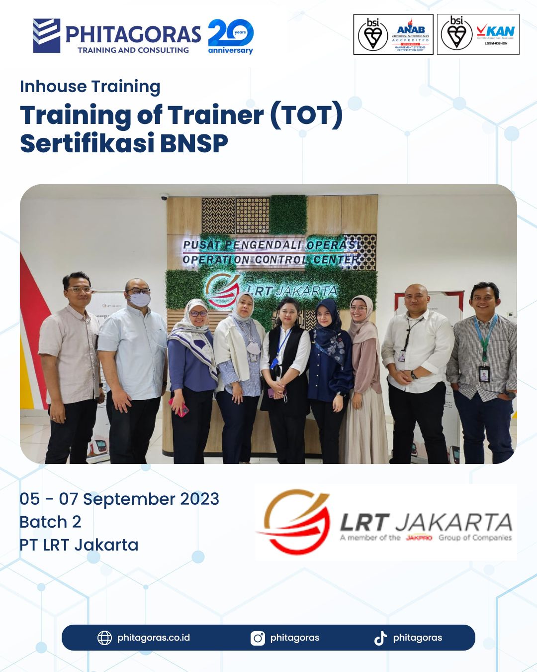 Inhouse Training Training of Trainer (TOT) Sertifikasi BNSP - PT LRT Jakarta