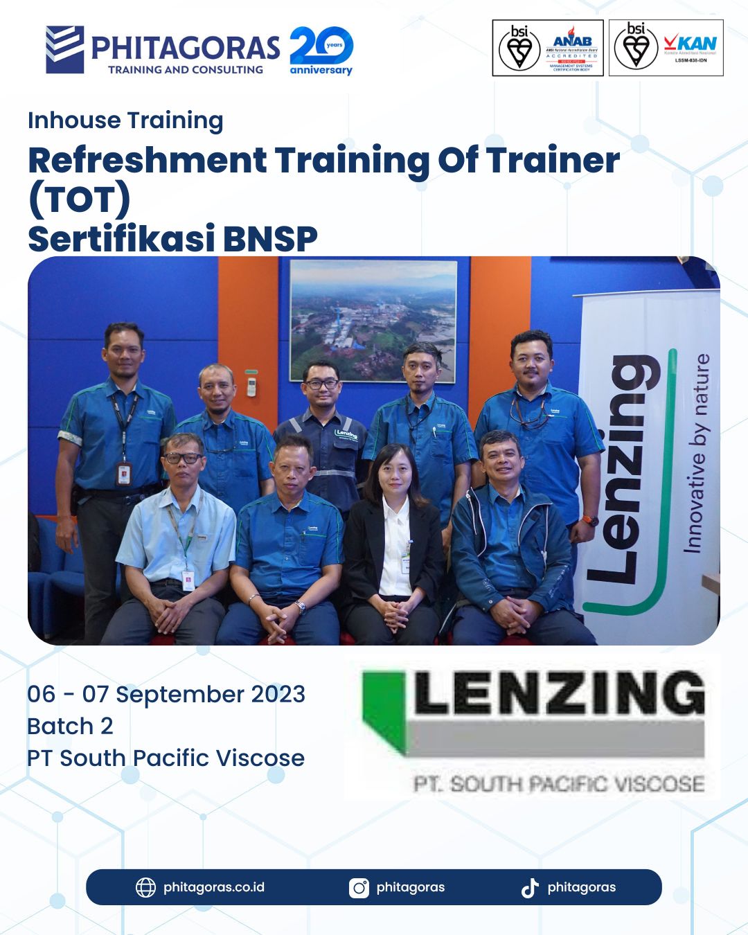 Inhouse Training Refreshment Training Of Trainer (TOT) Sertifikasi BNSP - PT South Pacific Viscose Batch 2 