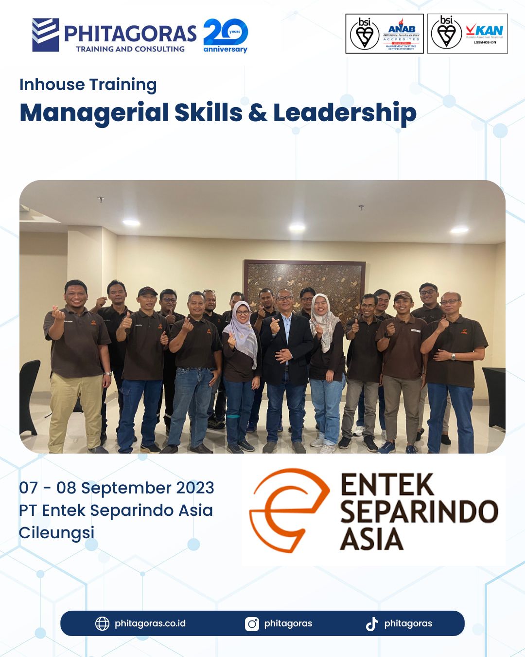 Inhouse Training Managerial Skills & Leadership - PT Entek Separindo Asia