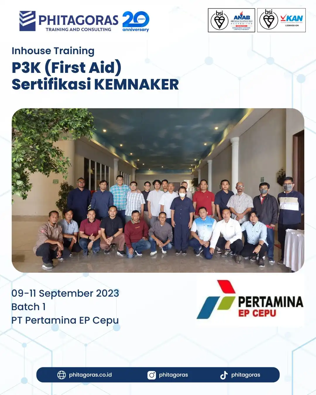 Inhouse Training P3K (First Aid) Sertifikasi KEMNAKER - PT Pertamina EP Cepu