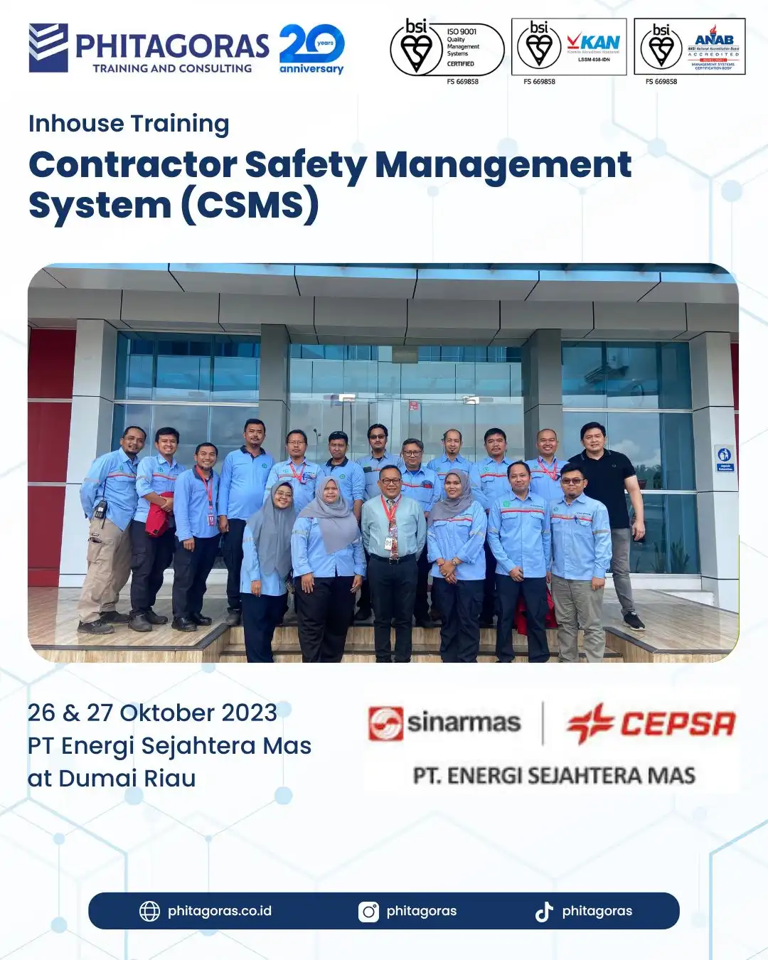 Inhouse Training Contractor Safety Management System (CSMS) - PT Energi Sejahtera Mas di Dumai Riau