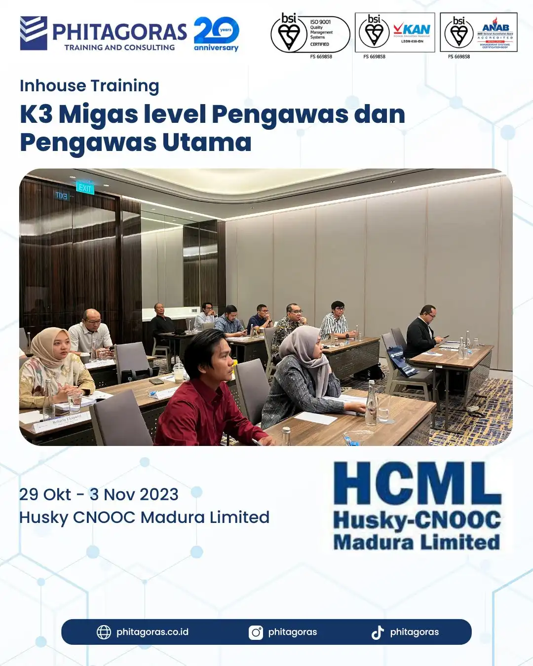 Inhouse Training K3 Migas level Pengawas dan Pengawas Utama Sertifikasi BNSP - Husky CNOOC Madura Limited
