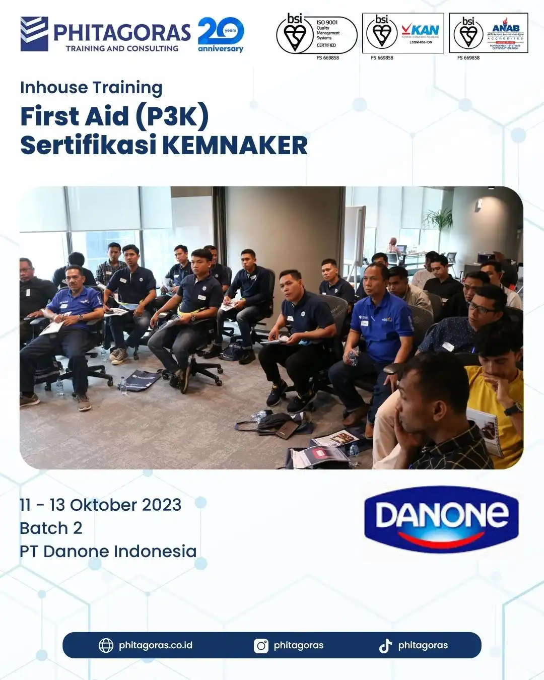 Inhouse Training First Aid (P3K) Sertifikasi KEMNAKER - PT Danone Indonesia Batch 2