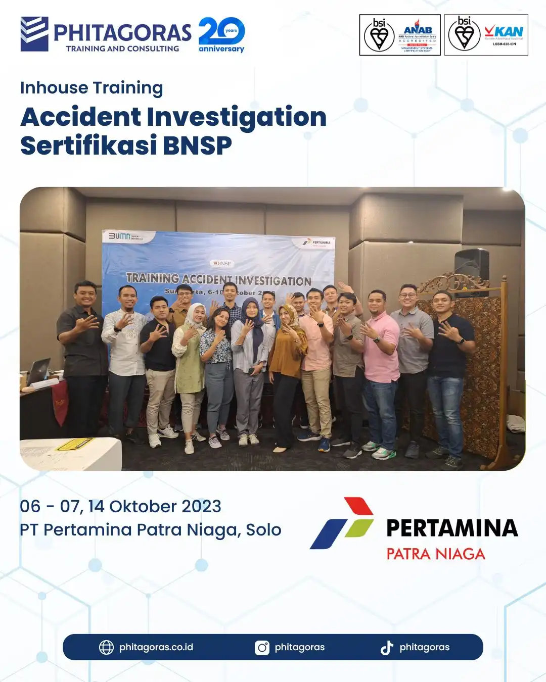 Inhouse Training Accident Investigation Sertifikasi BNSP - PT Pertamina Patra Niaga, Solo