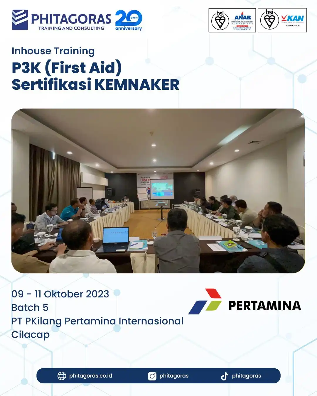 Inhouse Training P3K (First Aid) Sertifikasi KEMNAKER - PT PKilang Pertamina Internasional Cilacap Batch 5