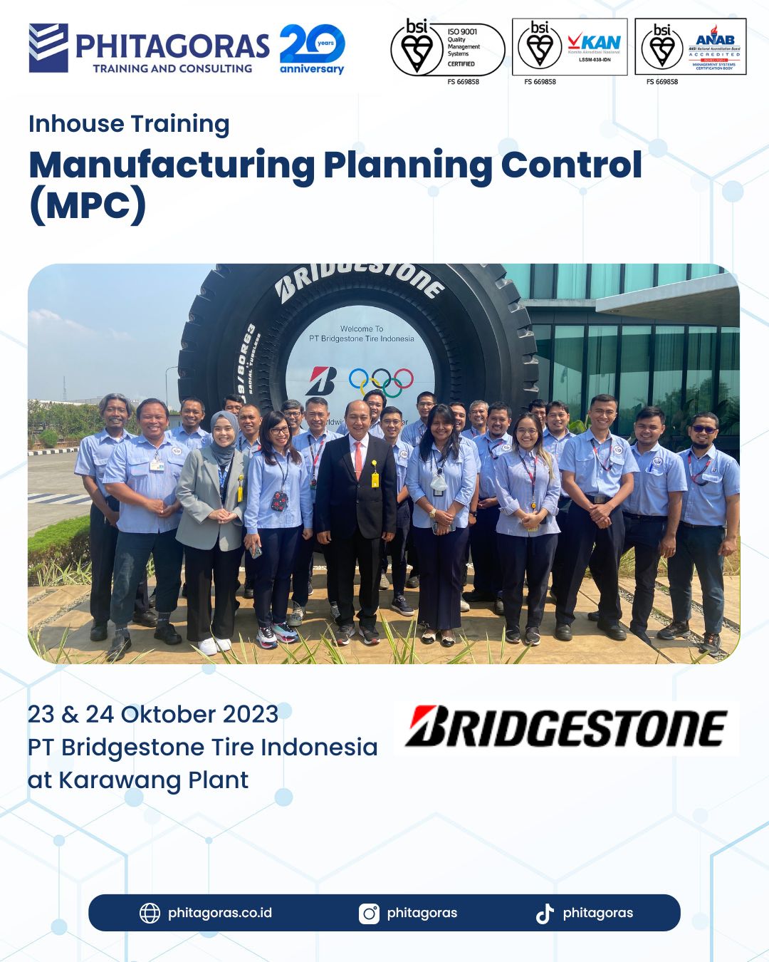 Inhouse Training Manufacturing Planning Control (MPC) - PT Bridgestone Tire Indonesia at Karawang Plant