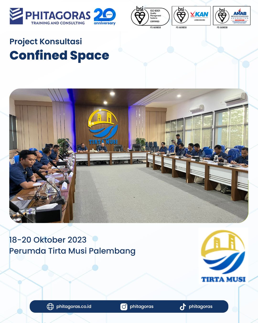 Project Konsultasi - Training Confined Space, Perumda Tirta Musi Palembang (18-20 Oktober 2023)