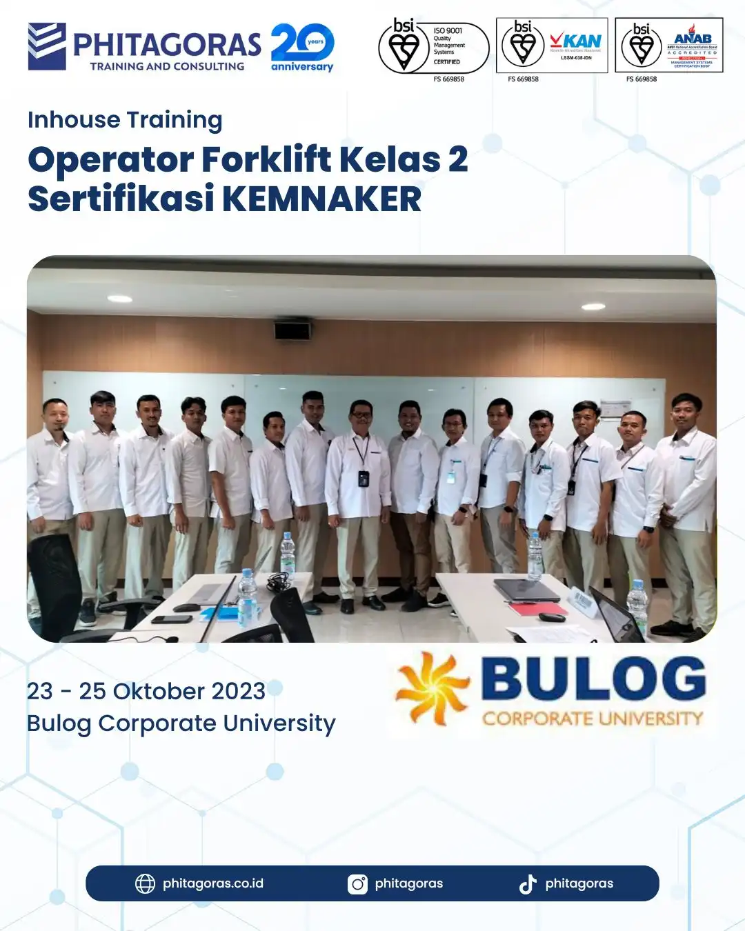 Inhouse Training Operator Forklift Kelas 2 Sertifikasi KEMNAKER - Bulog Corporate University
