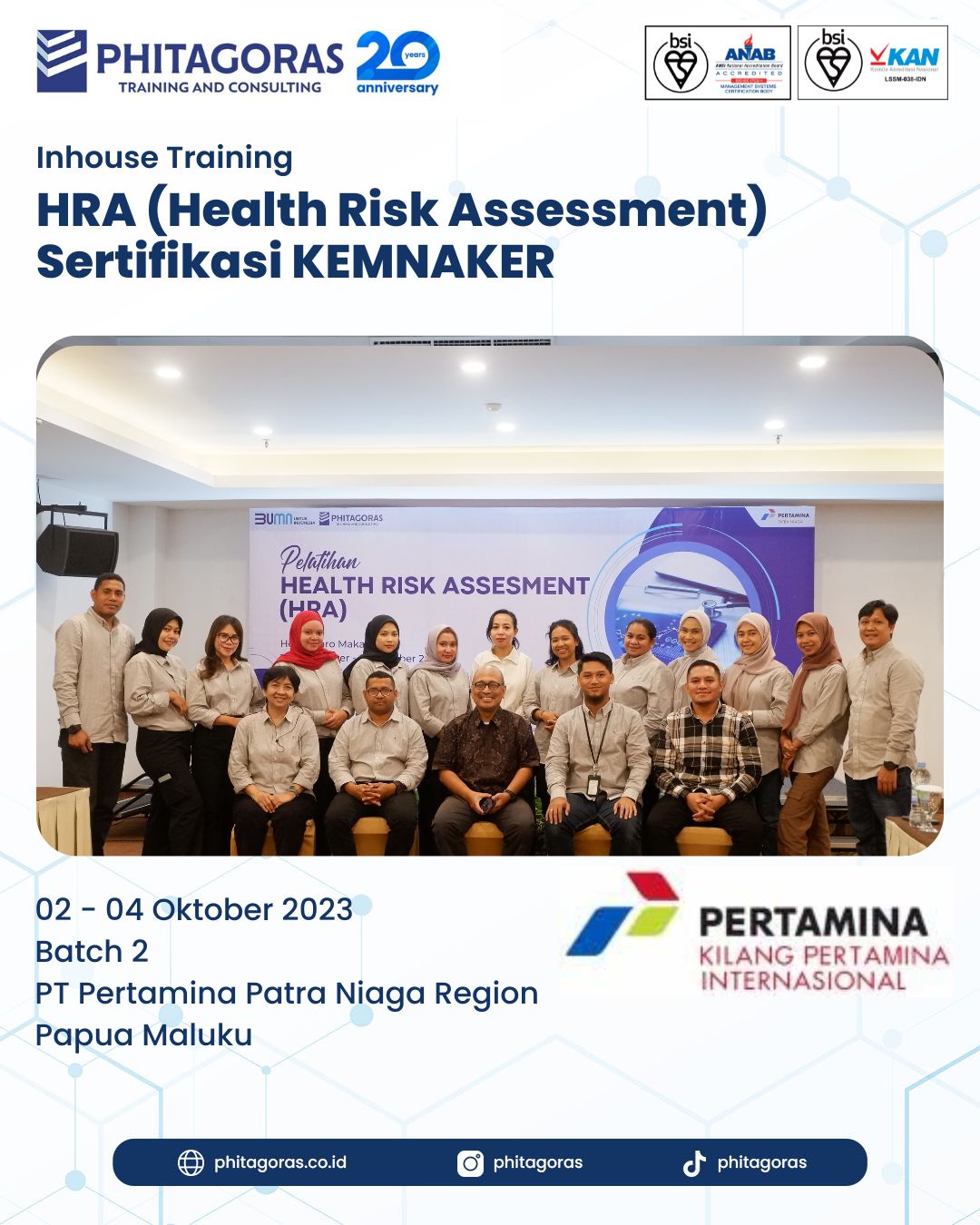 Inhouse Training HRA (Health Risk Assessment) Sertifikasi KEMNAKER - PT Pertamina Patra Niaga Region Papua Maluku Batch 2