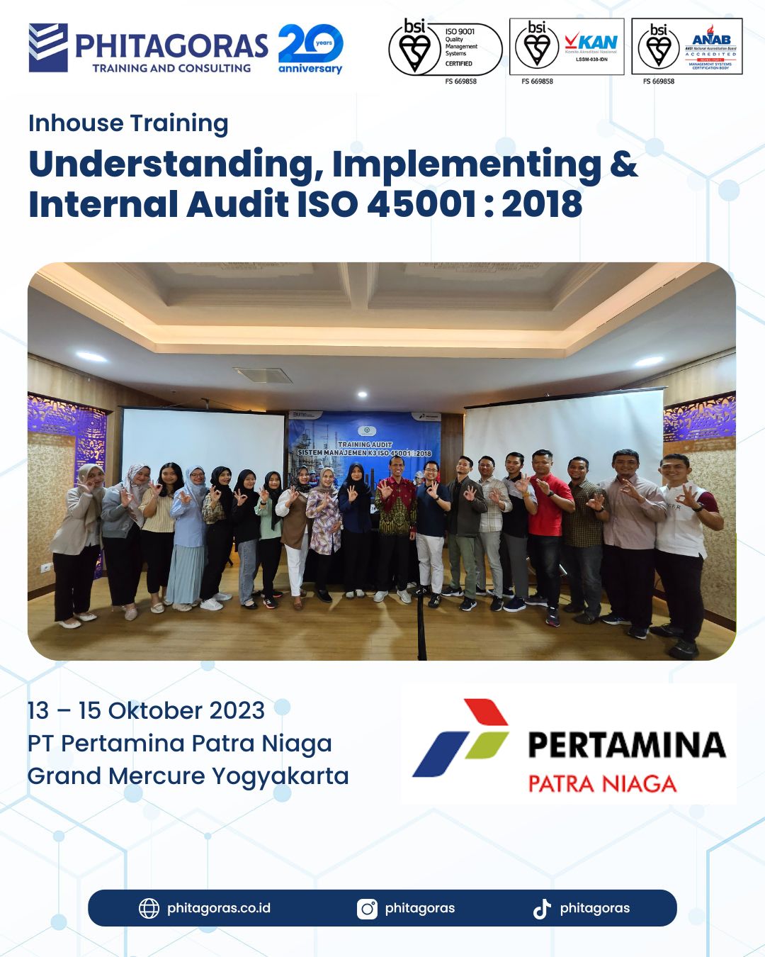 Inhouse Training Understanding, Implementing & Internal Audit ISO 45001:2018 - PT Pertamina Patra Niaga