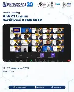 Public Training Ahli K3 Umum Sertifikasi KEMNAKER Batch 185