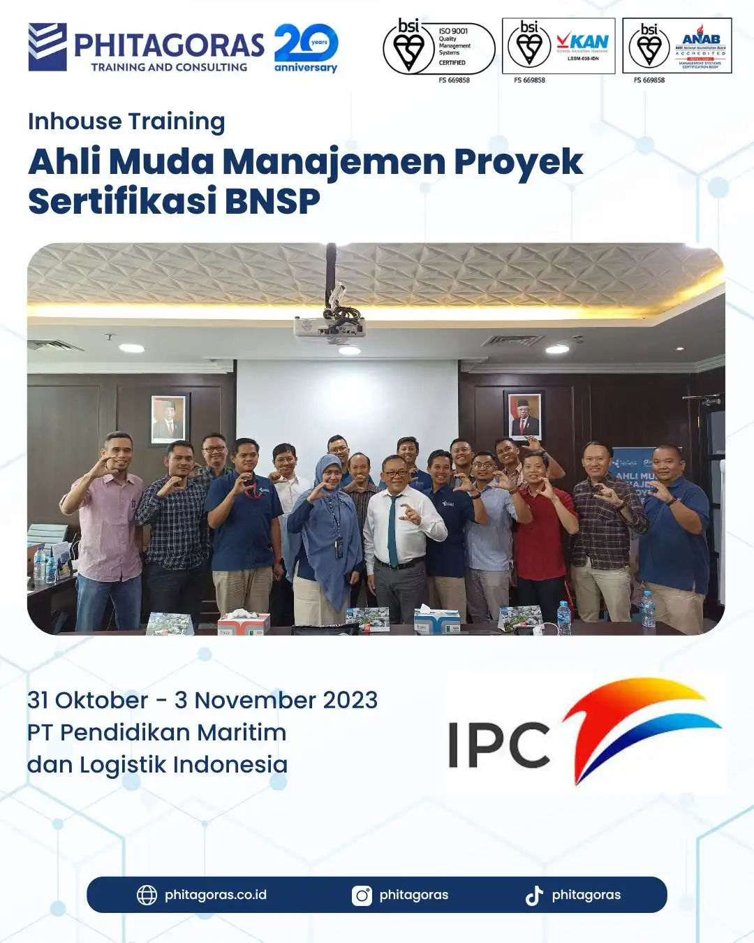 Inhouse Training Ahli Muda Manajemen Proyek Sertifikasi BNSP - PT Pendidikan Maritim dan Logistik Indonesia