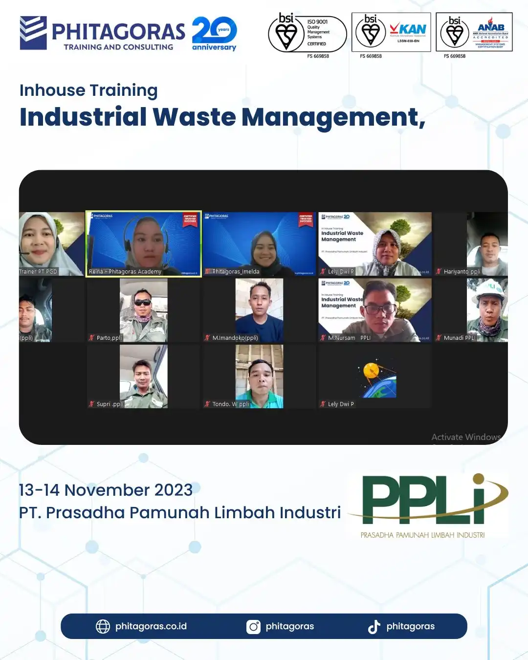 Inhouse Training Industrial Waste Management - PT. Prasadha Pamunah Limbah Industri