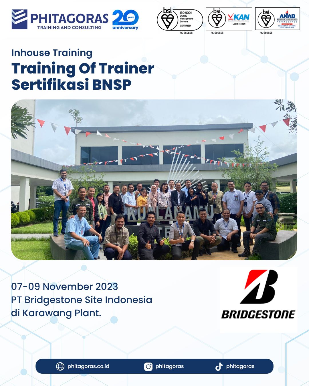 Inhouse Training Of Trainer - PT Bridgestone Site Indonesia di Karawang Plant