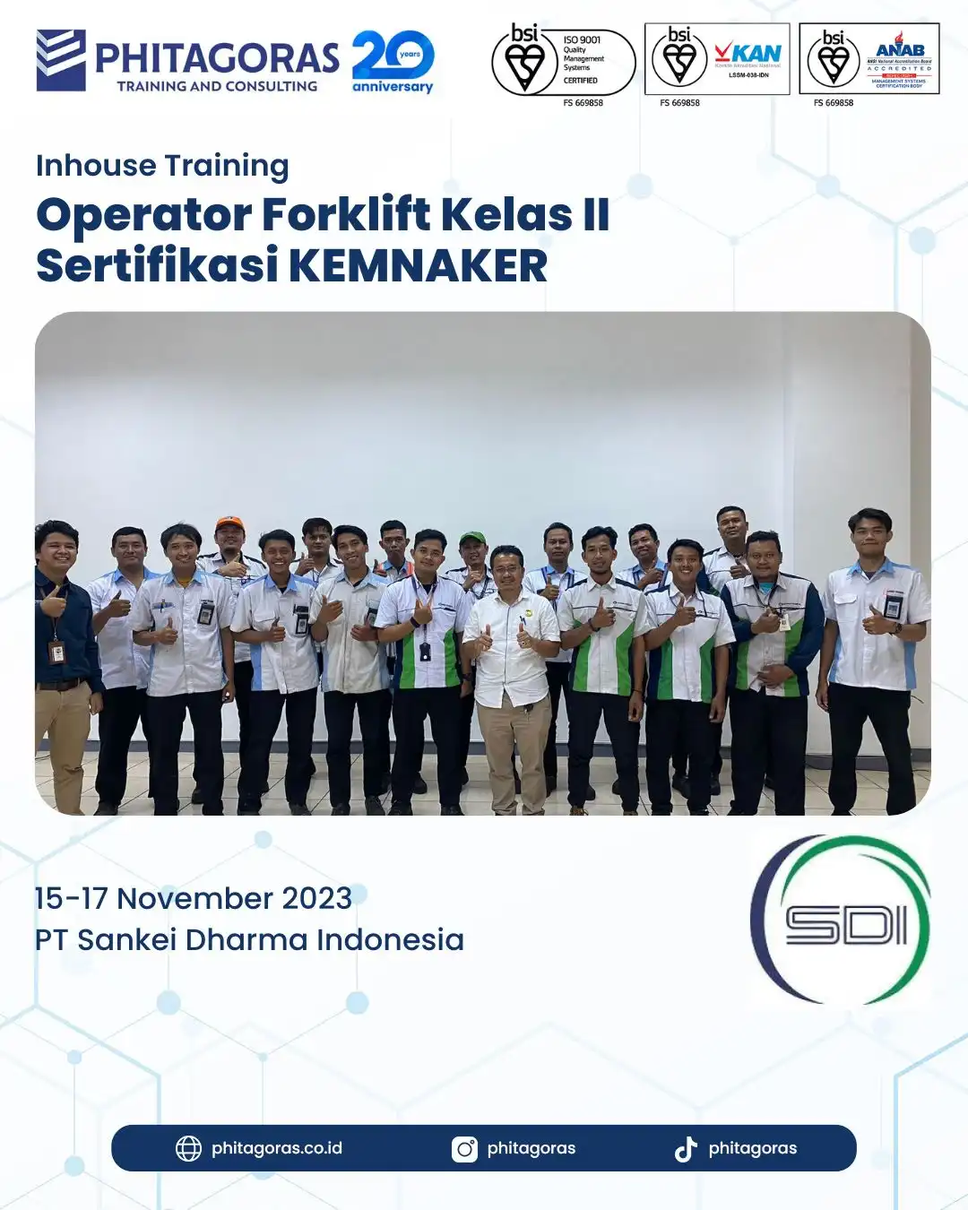 Inhouse Training Operator Forklift Kelas II Sertifikasi KEMNAKER - PT. Sankei Dharma Indonesia