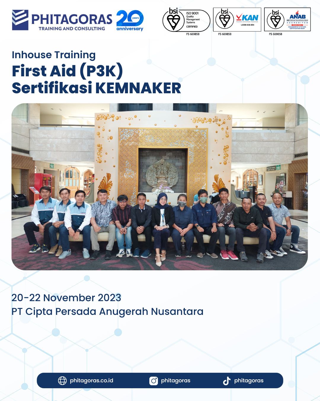 Inhouse Training First Aid (P3K) Sertifikasi KEMNAKER - PT Cipta Persada Anugerah Nusantara