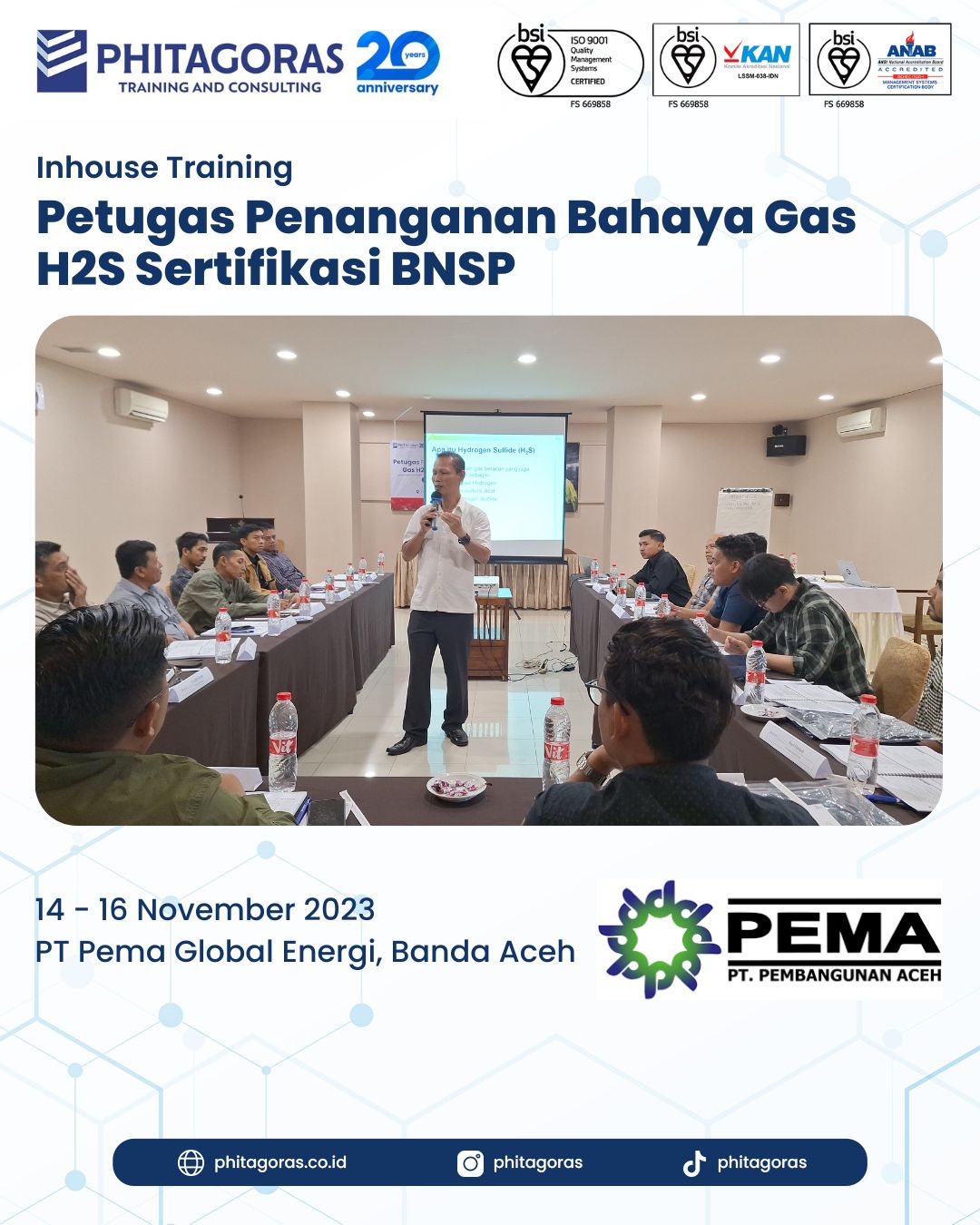 Inhouse Training Petugas Penanganan Bahaya Gas H2S Sertifikasi BNSP - PT Pema Global Energi di Banda Aceh
