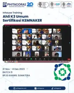 Inhouse Training Ahli K3 Umum Sertifikasi KEMNAKER - BPJS KANWIL SUMATERA Batch 9
